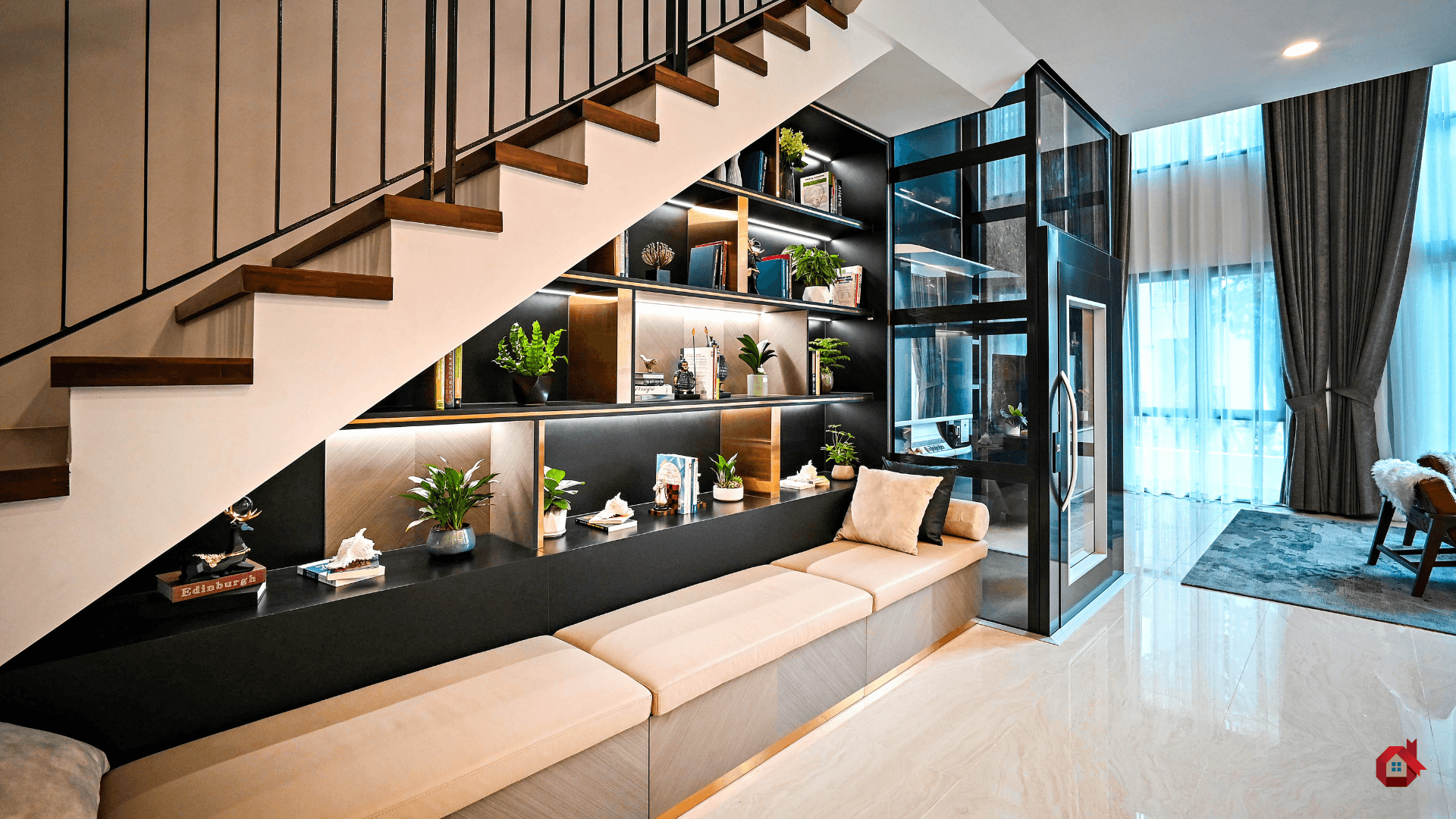 under-stair fittings with seating and storage space