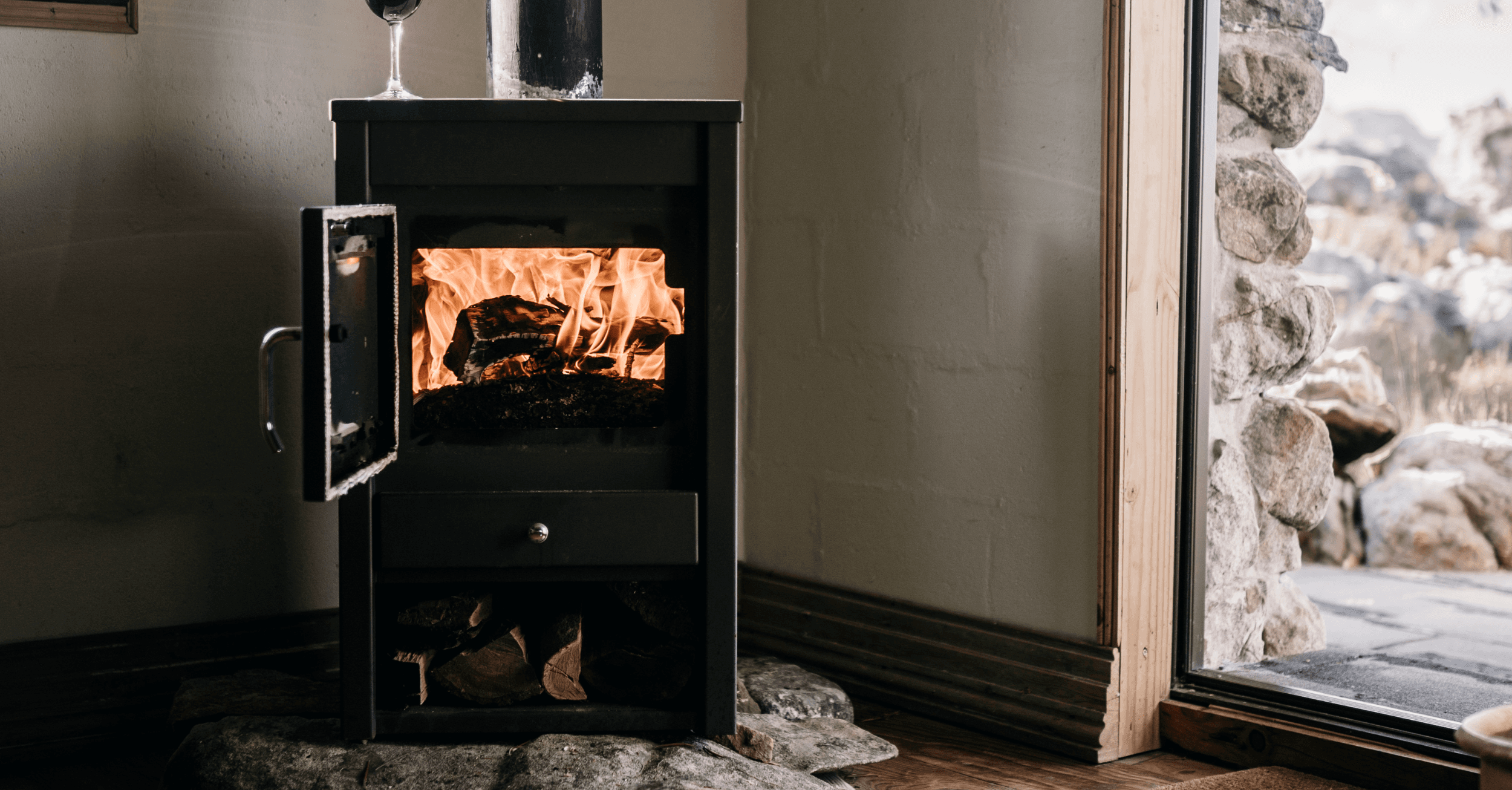 wood stove glass