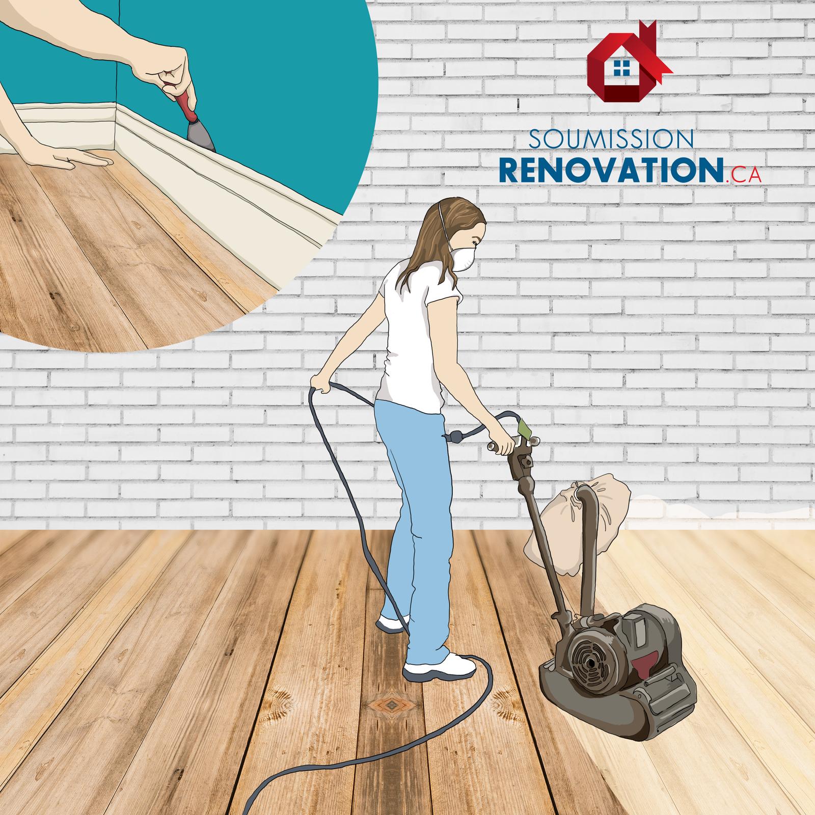 woman sanding a wood floor