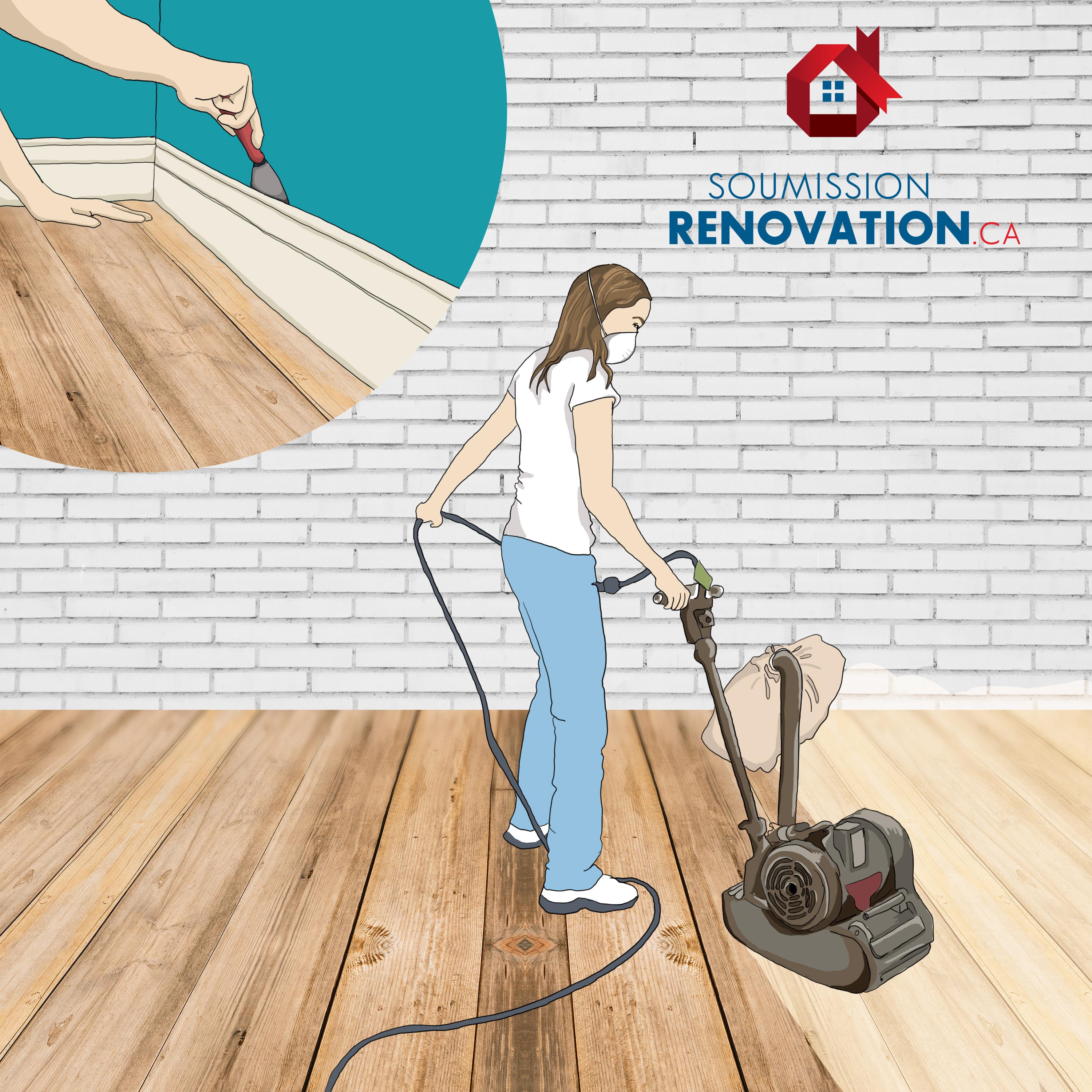 woman sanding a wood floor